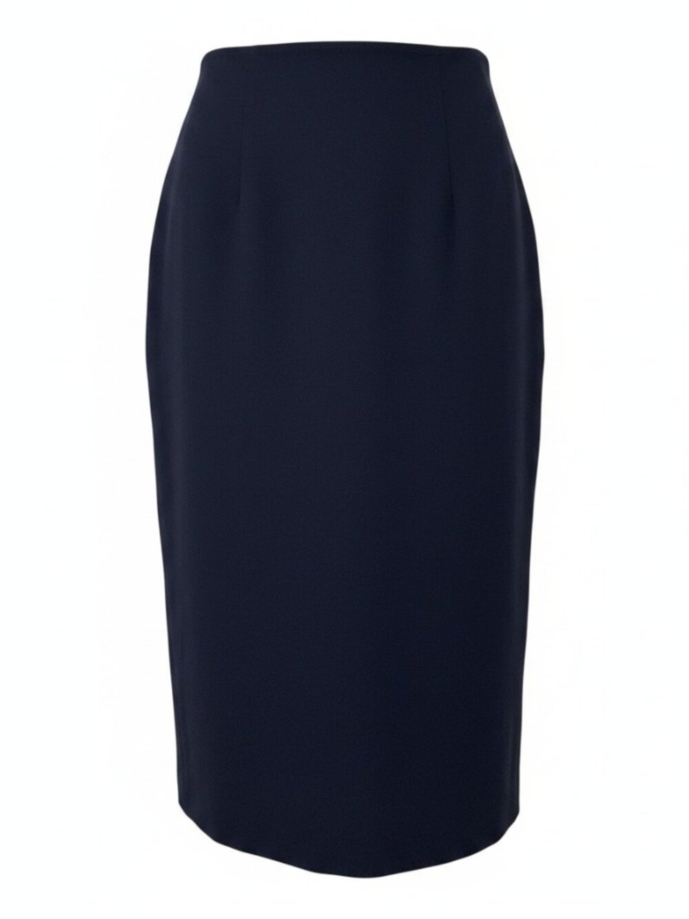 Basler Wool Blend Skirt Midi Maxi Straight Dark Navy Blue Minimalist (L)